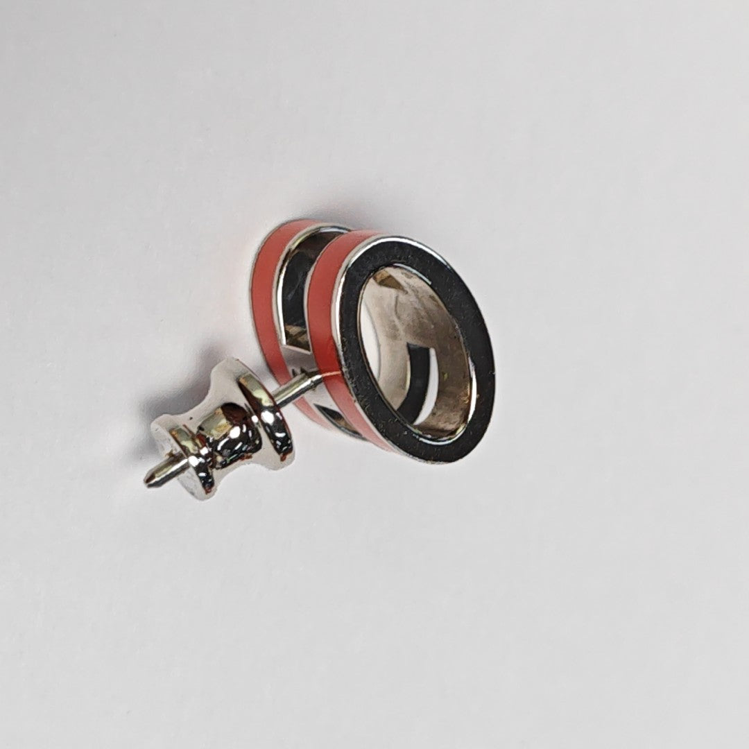 Pop H Metal Silver Stud Earrings
