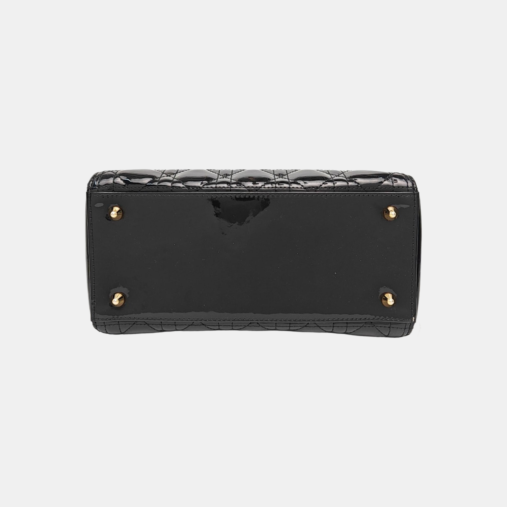 Lady Dior Medium Cannage Patent Leather Black
