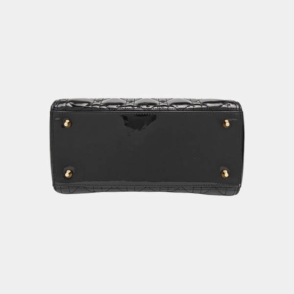 Lady Dior Medium Cannage Patent Leather Black