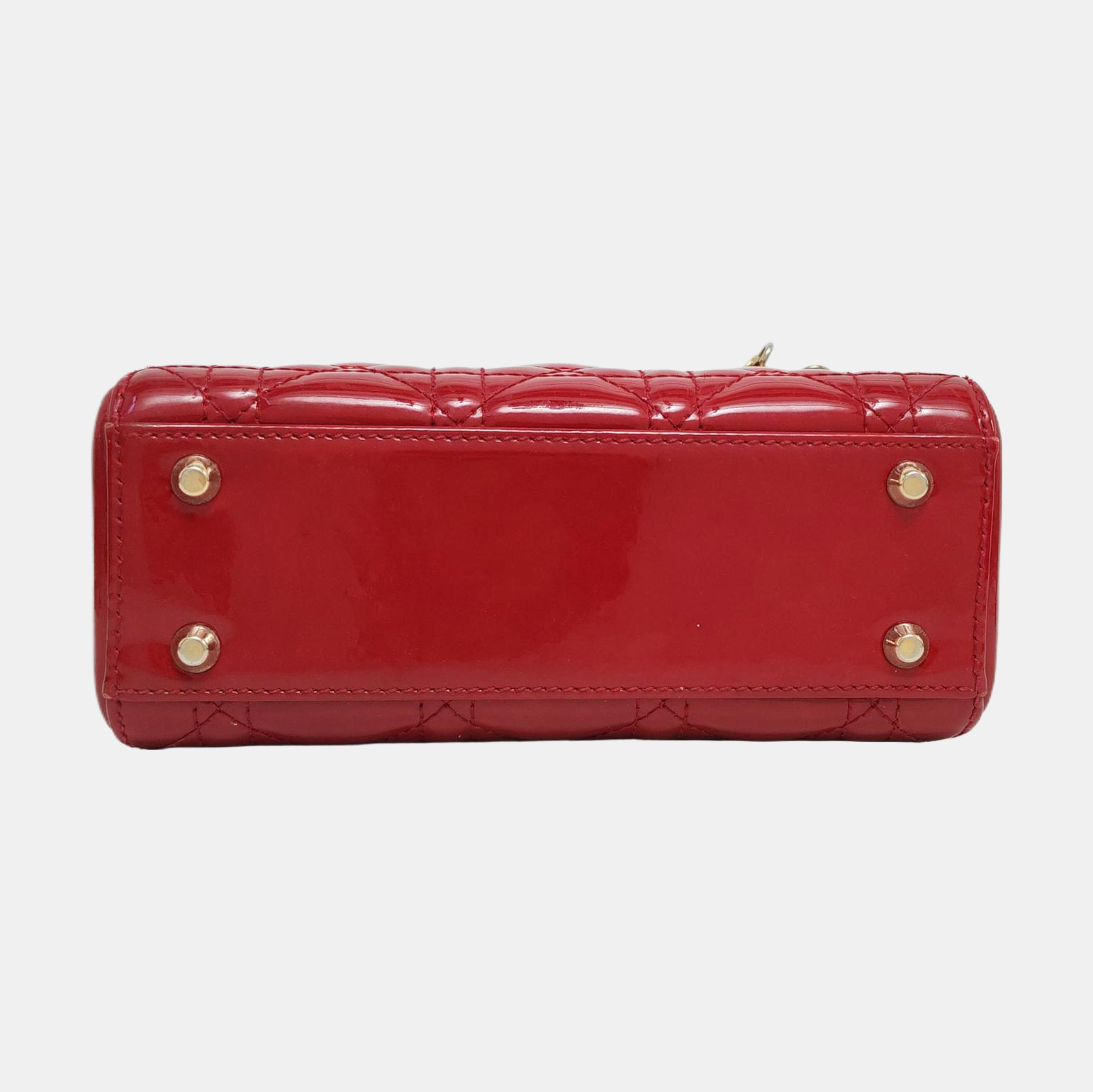 Lady Dior Mini Cannage Patent Calfskin Red