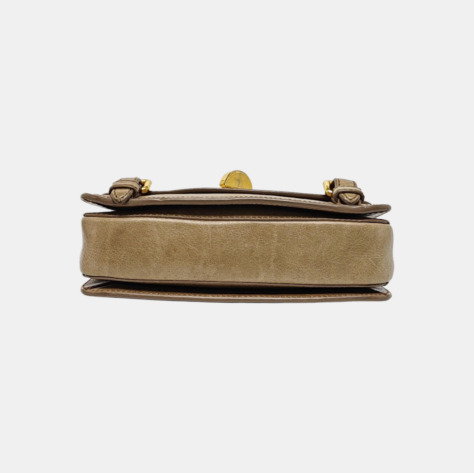 Calfskin Shoulder Bag Beige