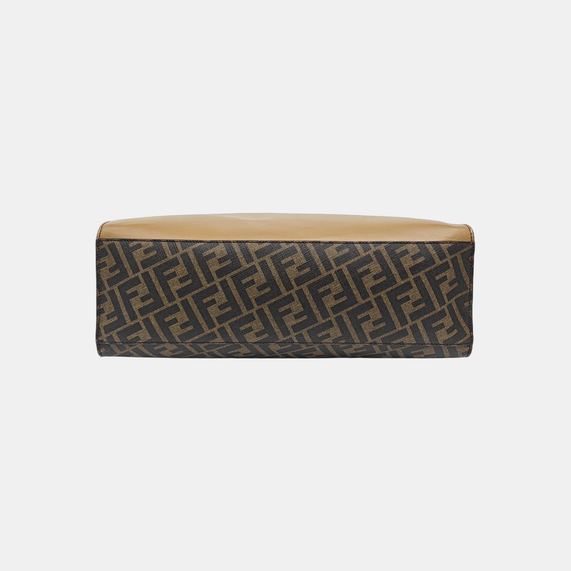 Coated Canvas Tote Bag Brown