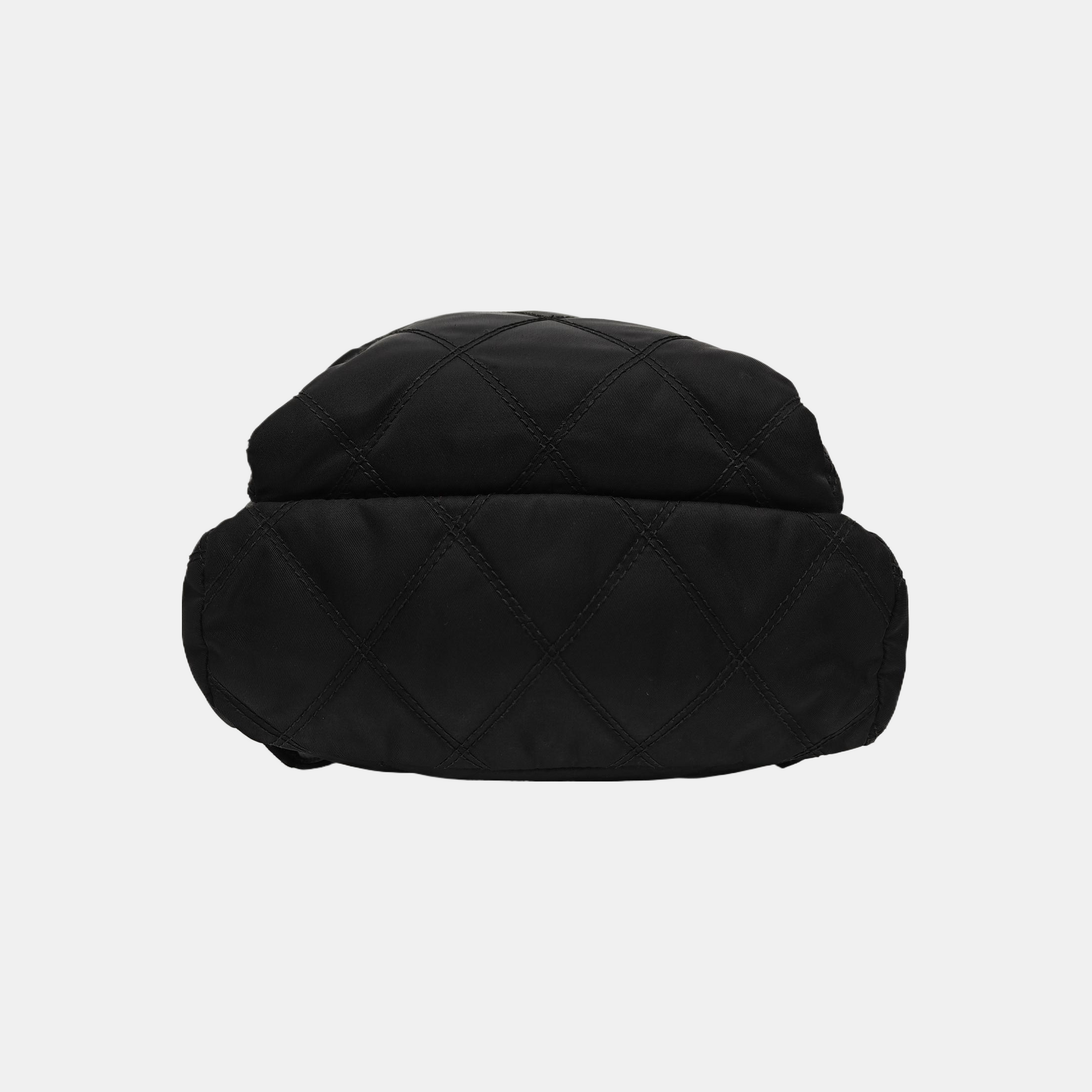 Quilted Nylon Backpack Black