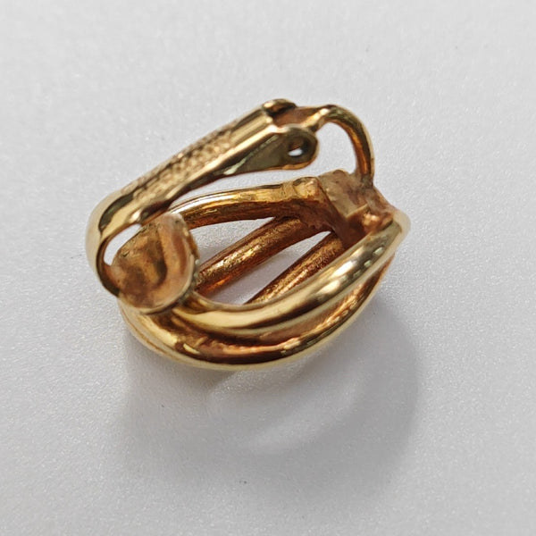 Twist Round Metal Gold Clip On Earrings