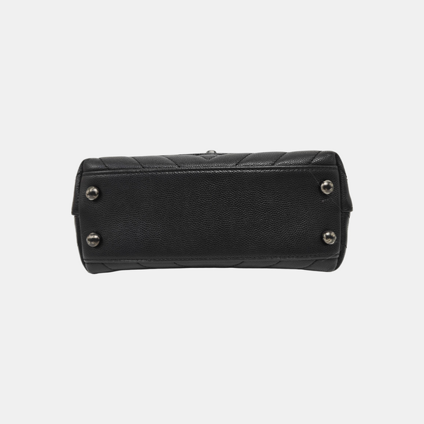 COCO HANDLE Mini Chevron Grained Calfskin Black