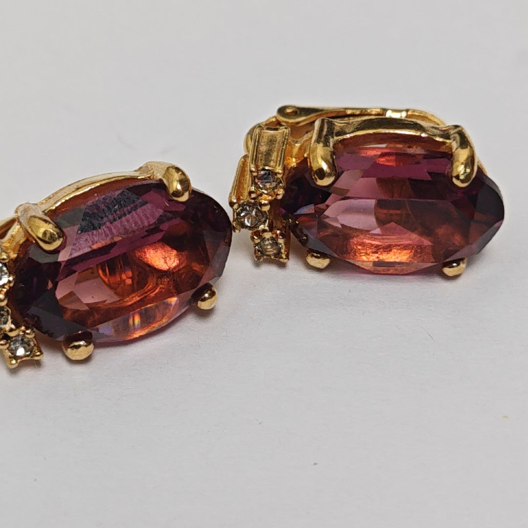 Metal Purple Clip On Earrings