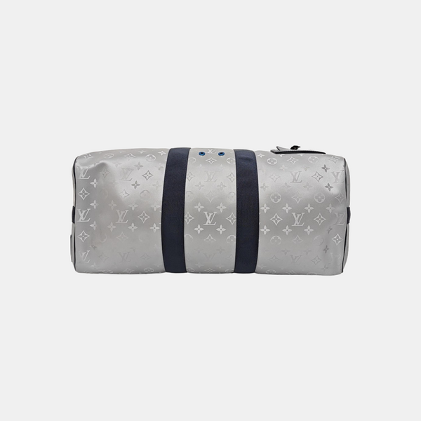 KEEPALL 50 Monogram Coated Canvas Silver