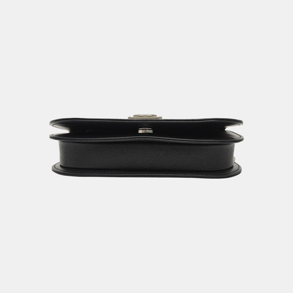 Quilted Grained Calfskin Shoulder Bag Black