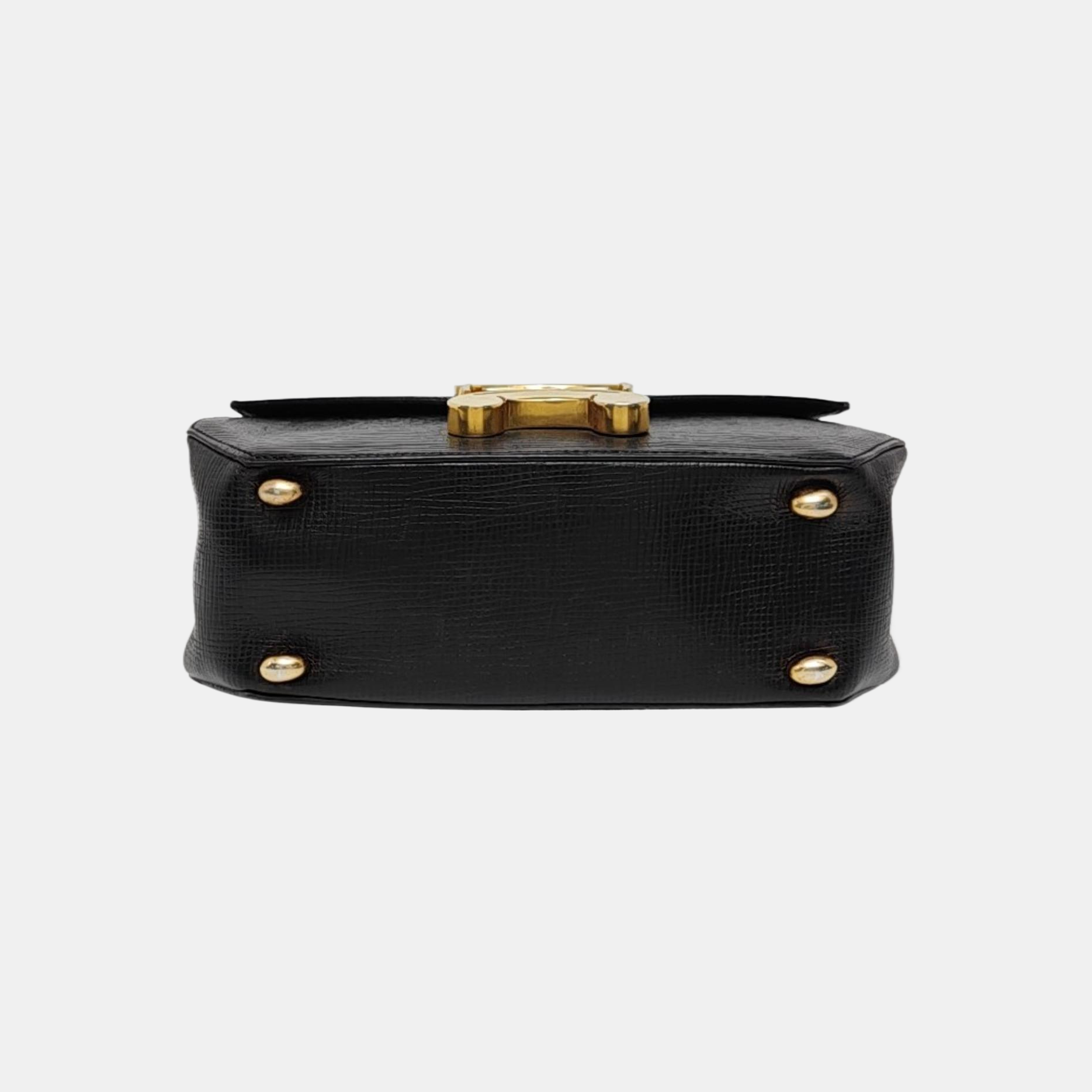 Calfskin Top Handle Bag Black