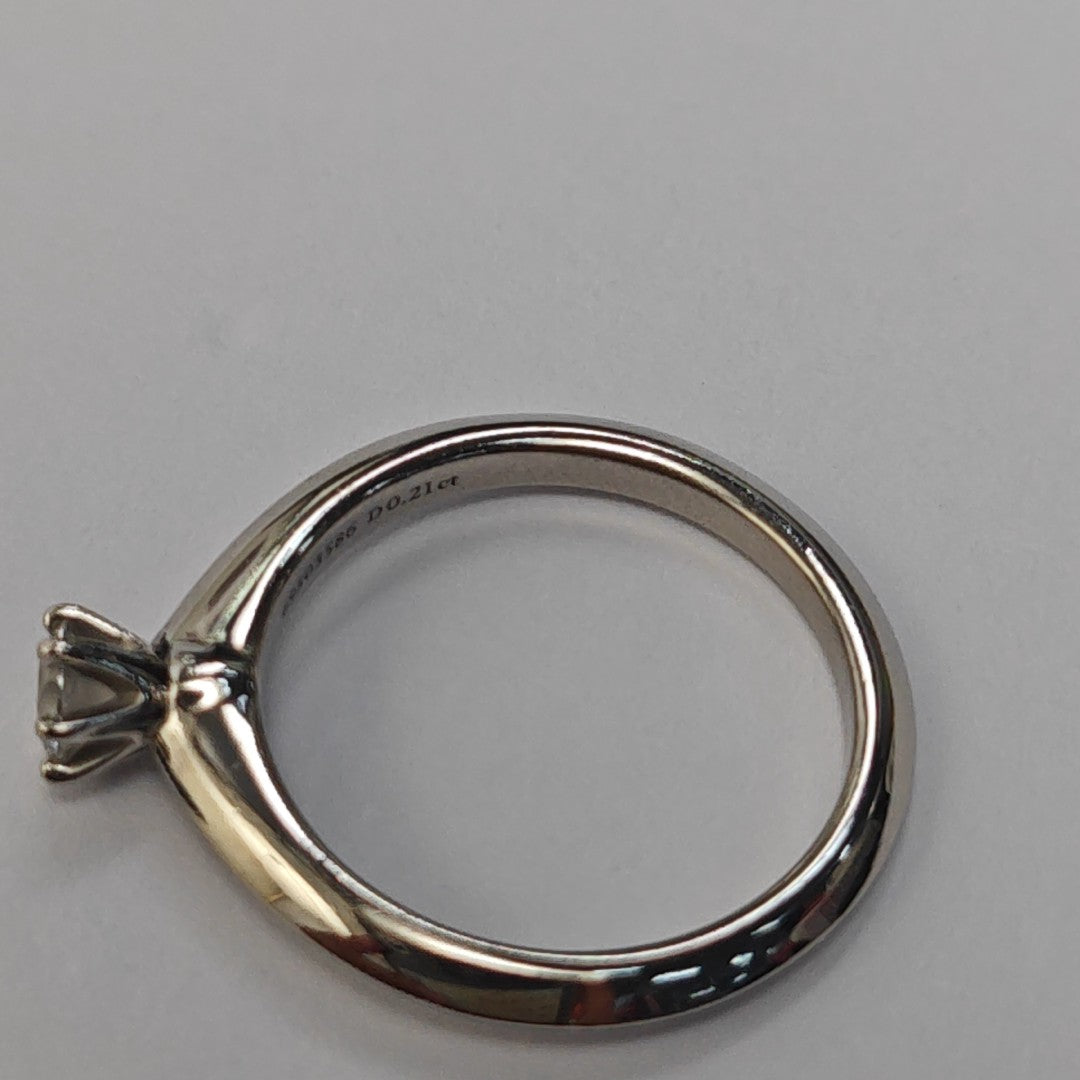 Tiffany Setting Platinum 950 Silver Ring EU 49