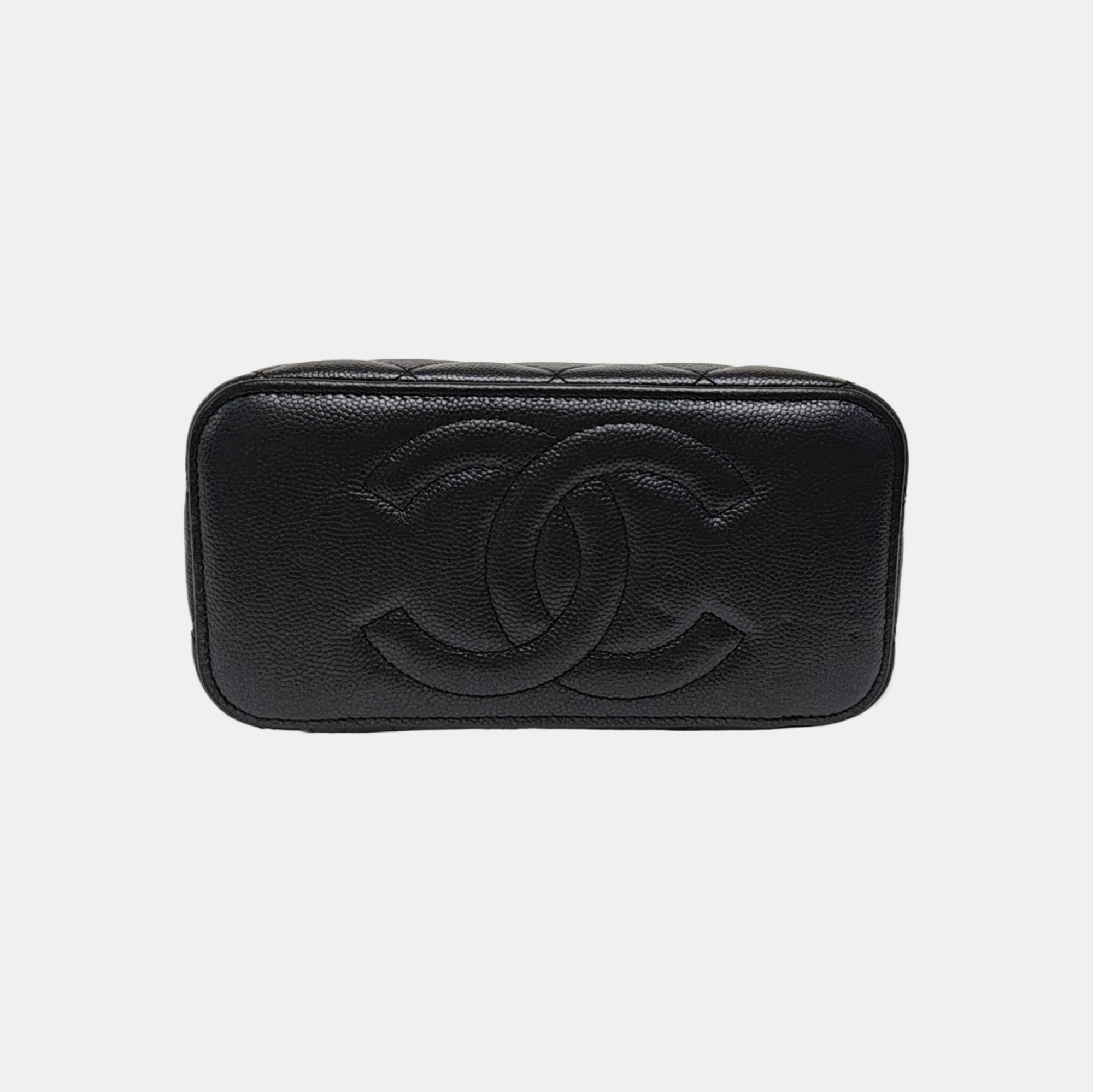 VANITY CASE Small Quilted Grained Calfskin Black