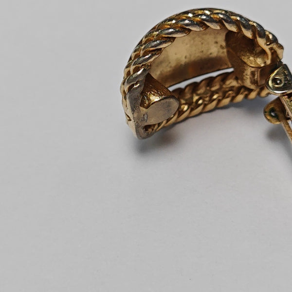 Twist Round Metal Gold Clip On Earrings