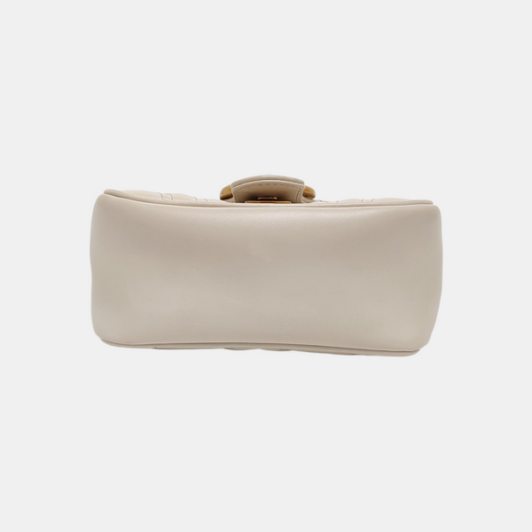 GG Marmont Mini Quilted Calfskin White