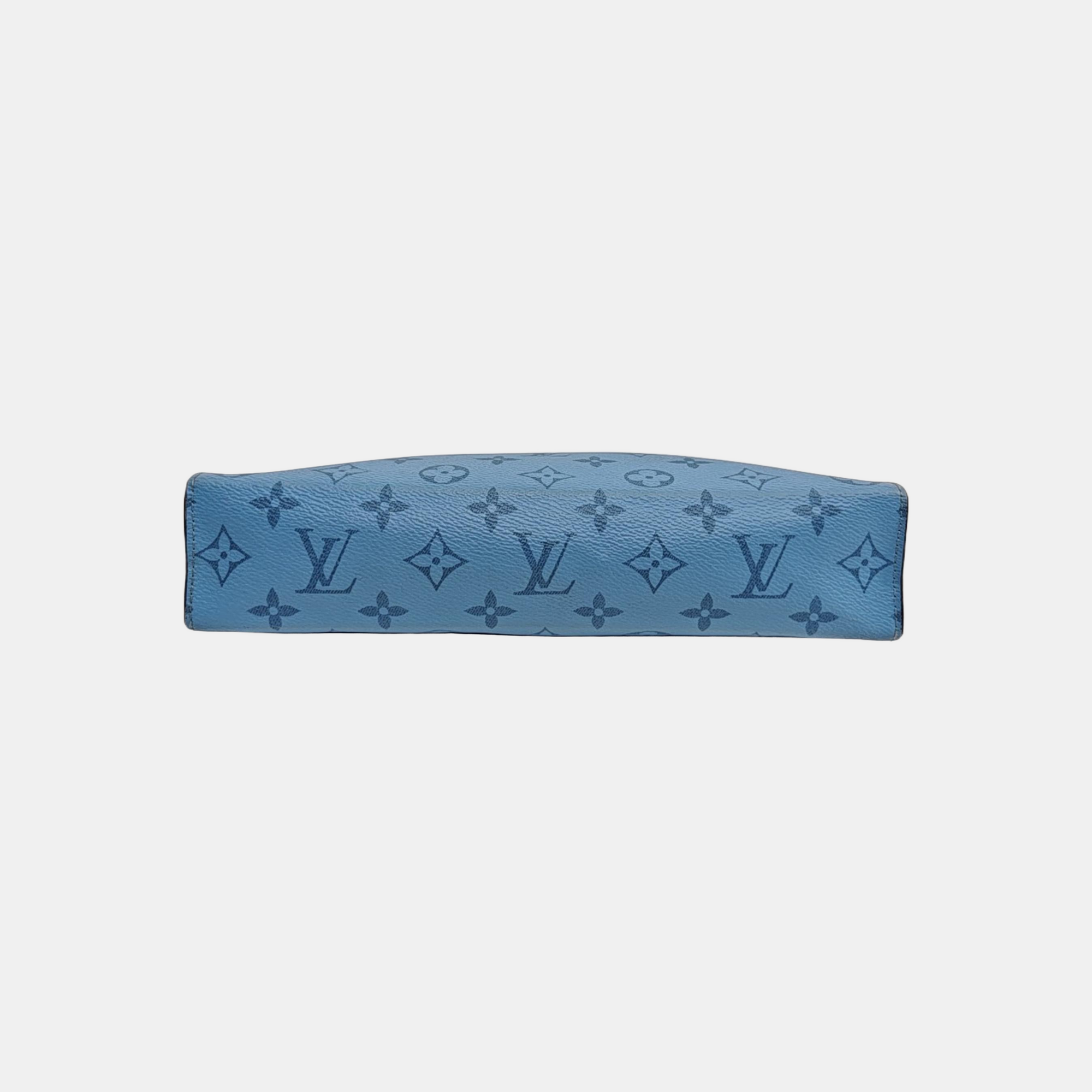 Pochette Voyag MM Monogram Coated Canvas Blue