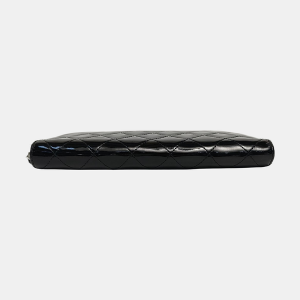 Quilted Patent Calfskin Wallet Black