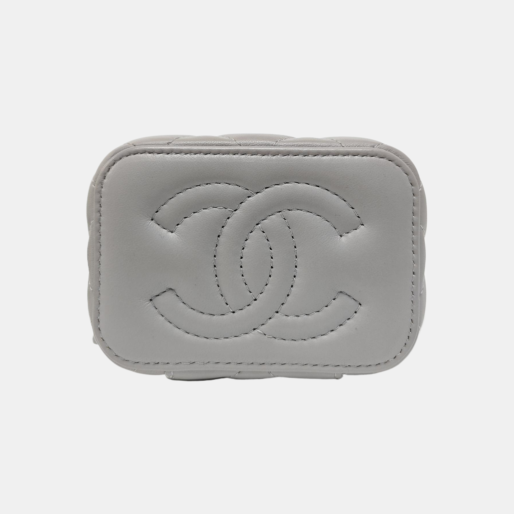 VANITY CASE Mini Quilted Lambskin Gray