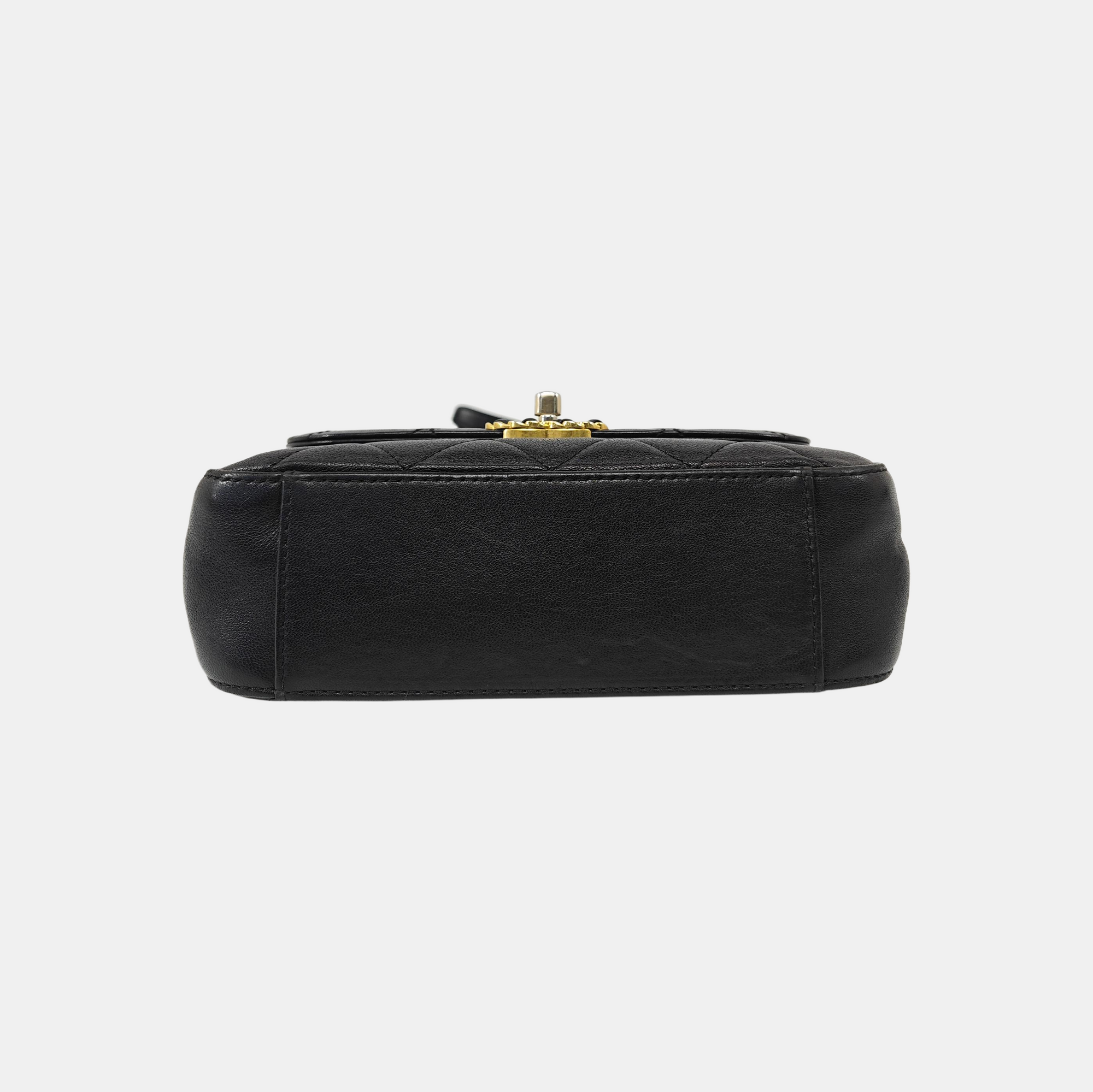 CHAIN INFINITY TOP HANDLE Quilted Lambskin Black