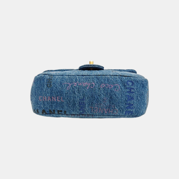 CLASSIC FLAP Mini Quilted Denim Blue