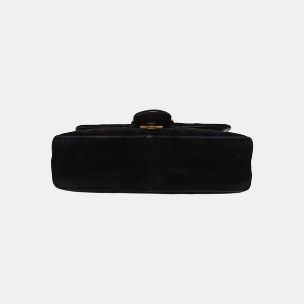 GG Marmont Small Quilted Velvet Black