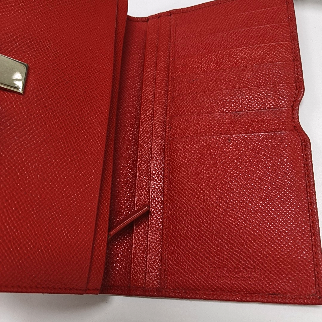 BVLGARI Calfskin Red Wallet