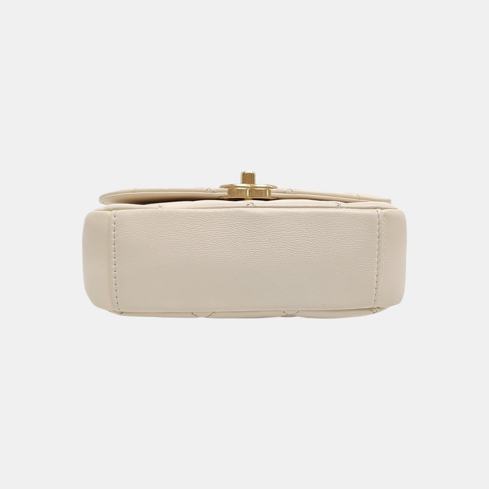 Quilted Lambskin Small Beige