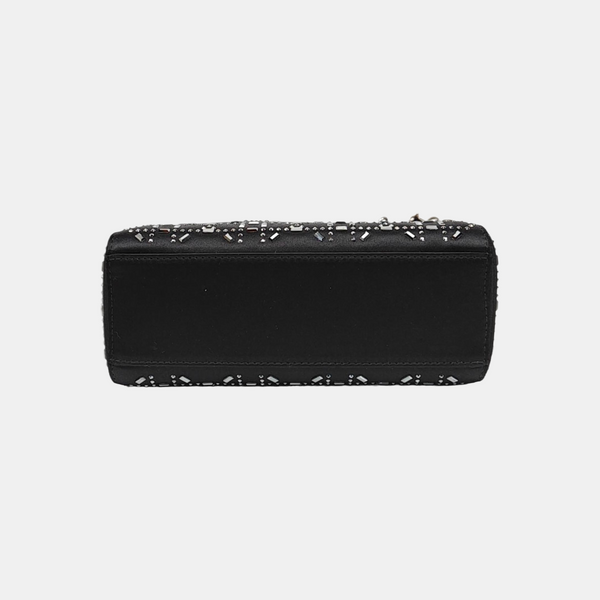 Lady Dior Mini Cannage Silk Satin Black