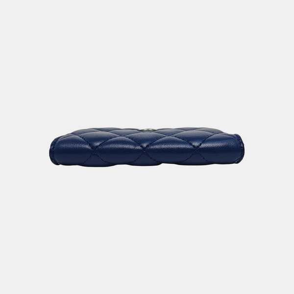 Quilted Lambskin Card Holder Blue