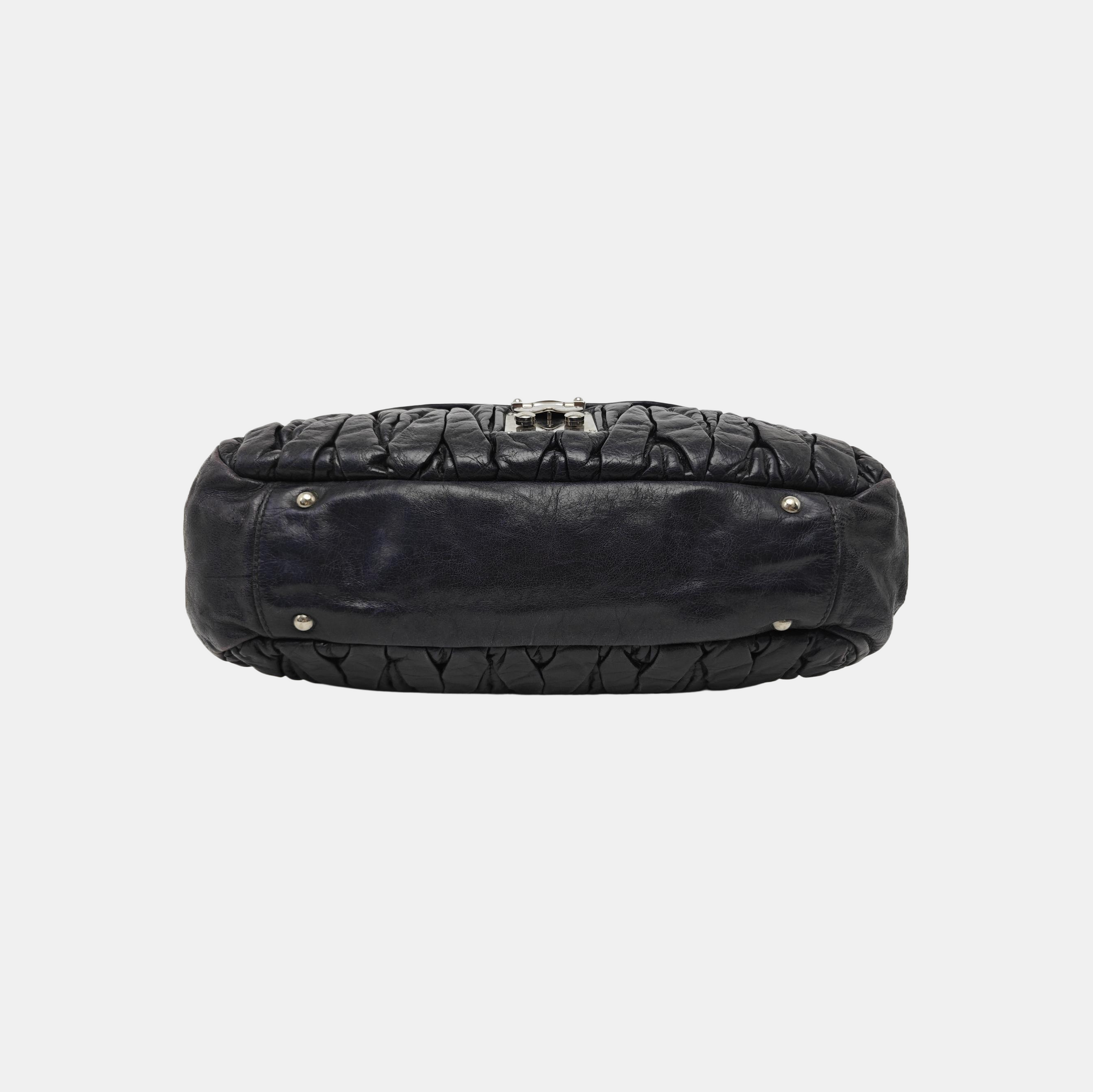 Quilted Lambskin Top Handle Bag Blue