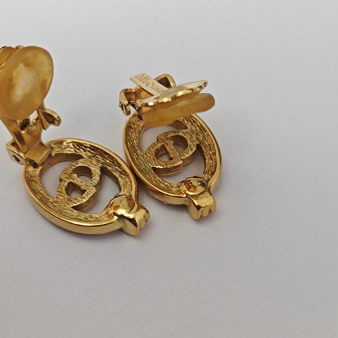 Petit CD Metal Gold Clip On Earrings