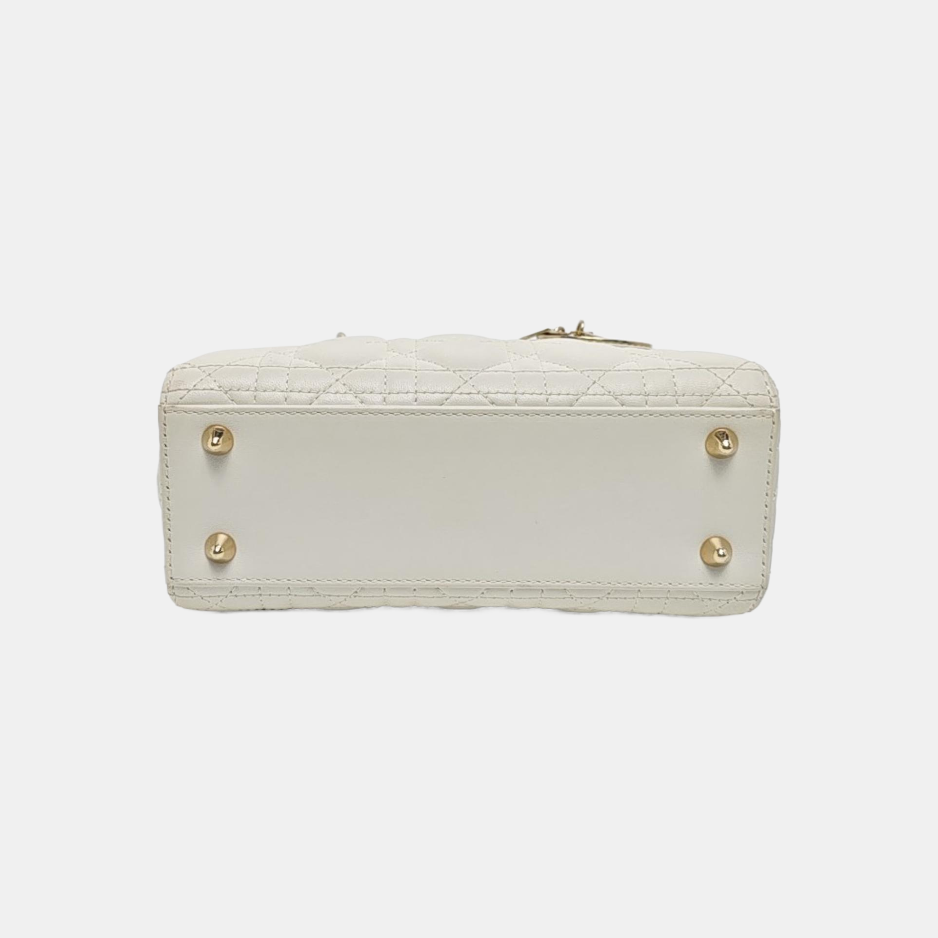 Lady Dior Small Cannage Lambskin White