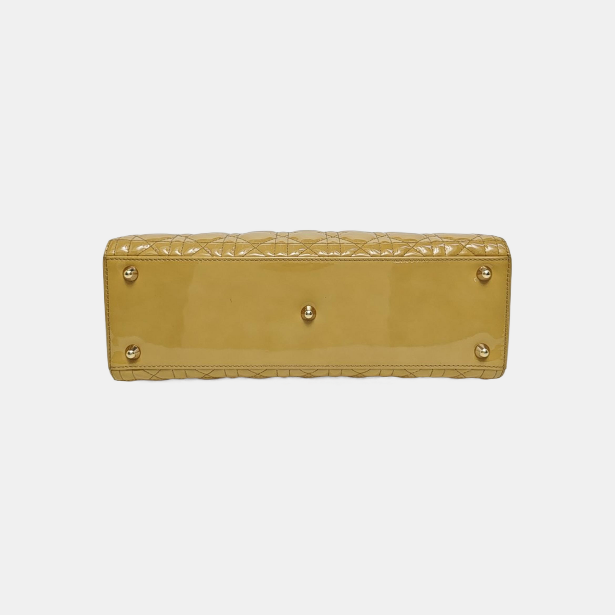 Lady Dior Large Cannage Lambskin Yellow