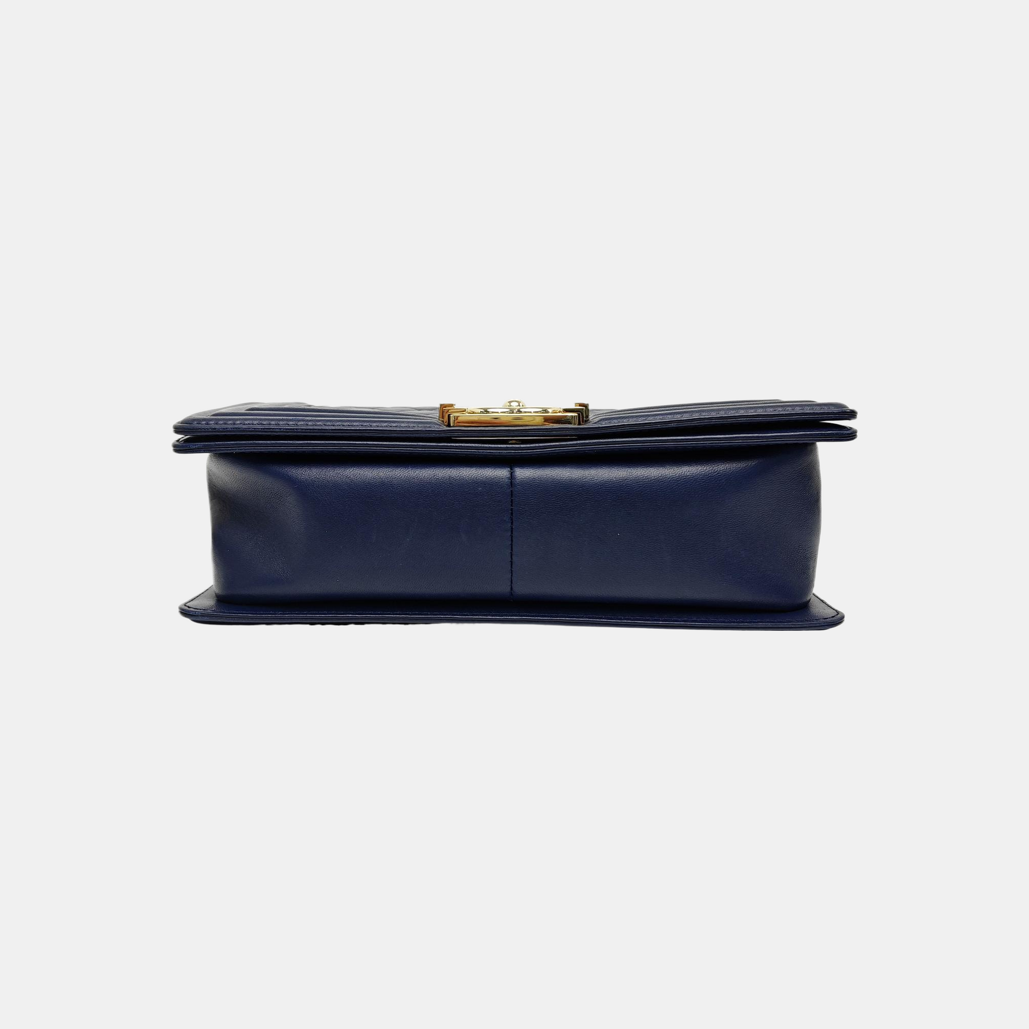BOY CHANEL Medium Quilted Calfskin Blue
