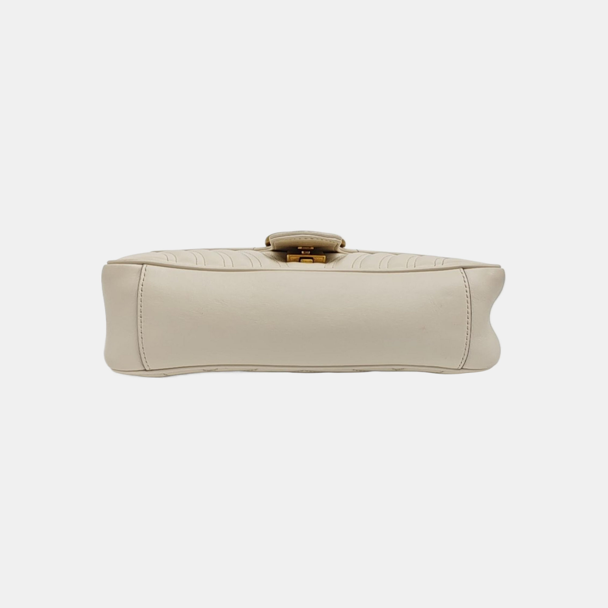 GG Marmont Medium Quilted Calfskin White