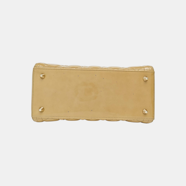 Lady Dior Medium Cannage Patent Leather Beige