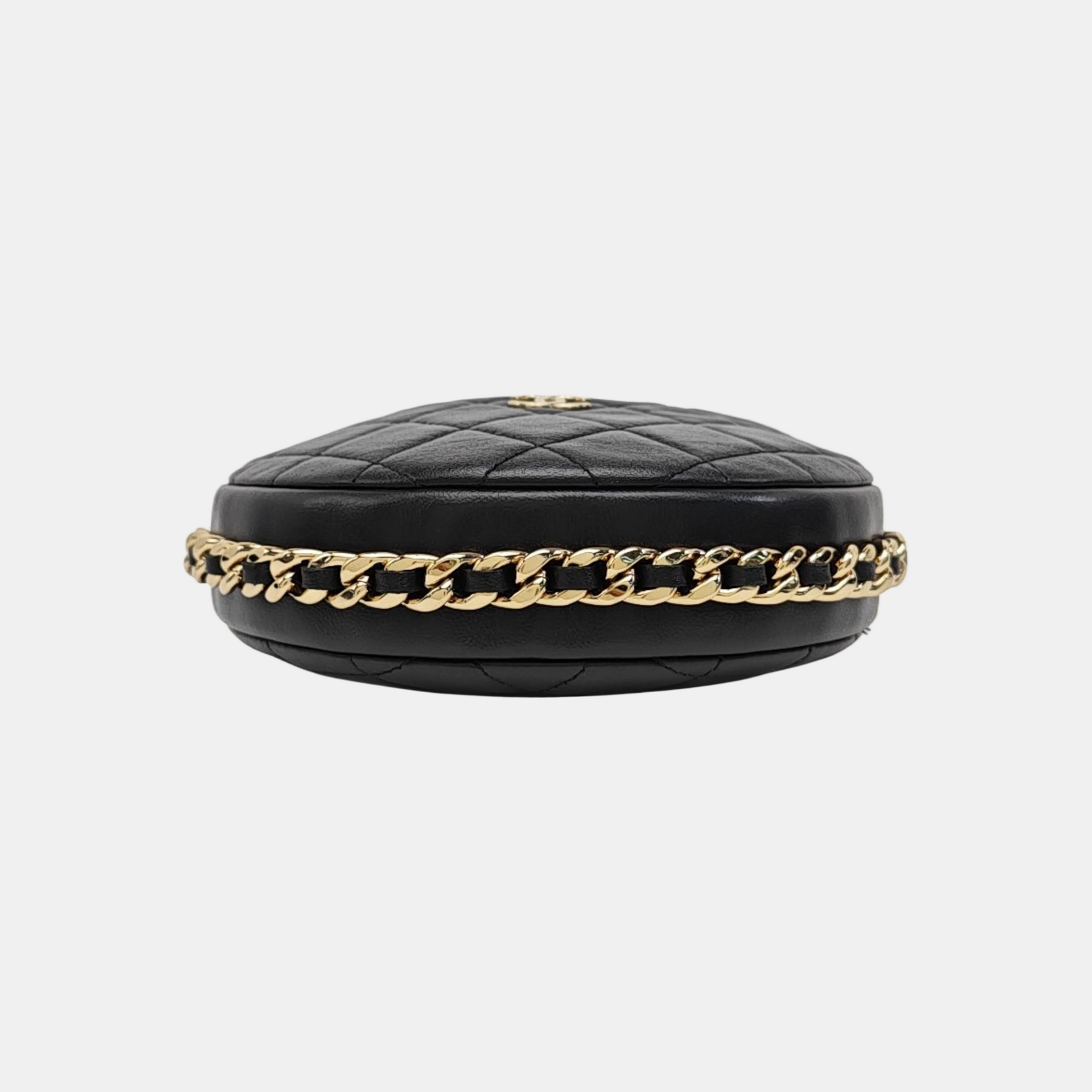 Quilted Lambskin Top Handle Bag Mini Black