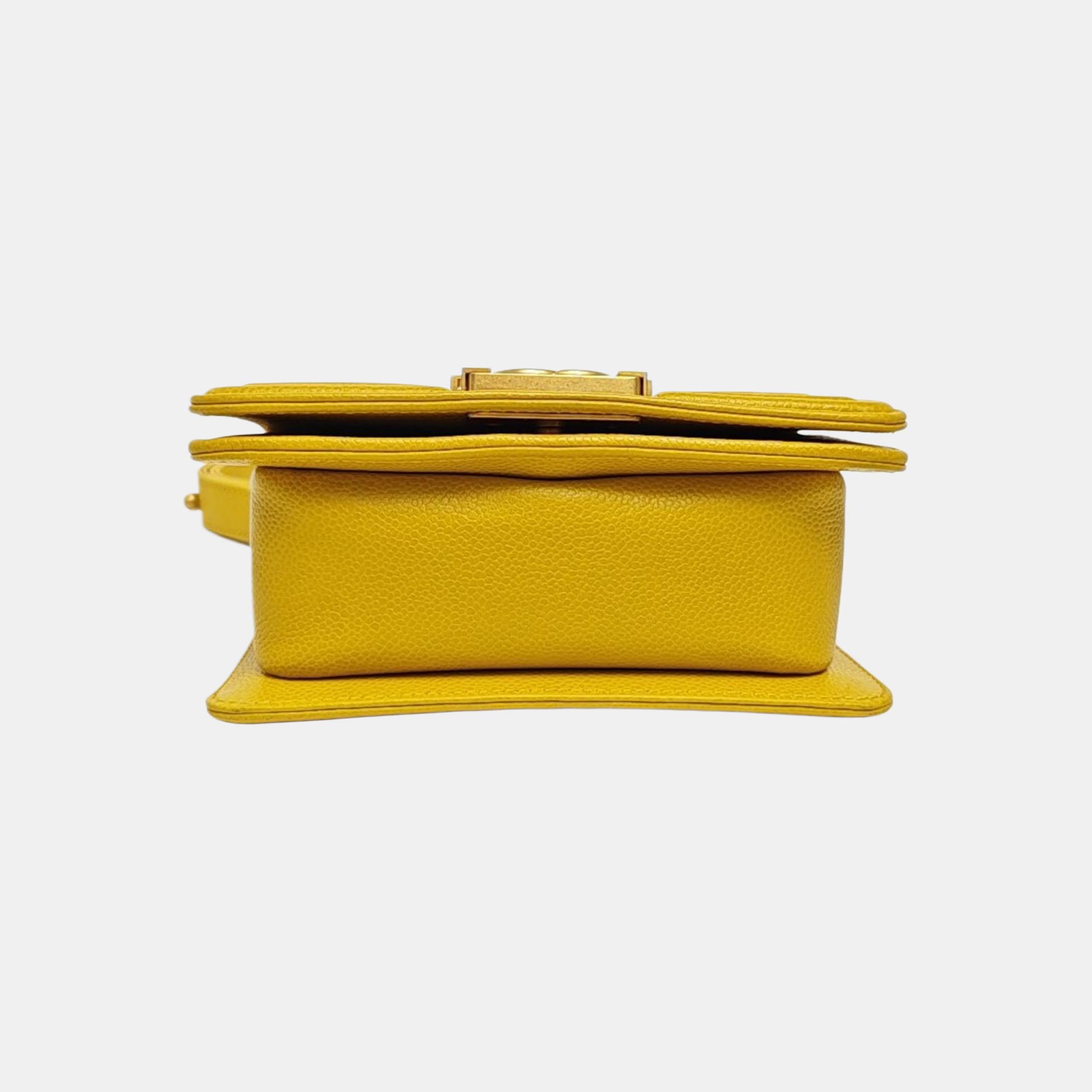BOY CHANEL Quilted Grained Calfskin Yellow