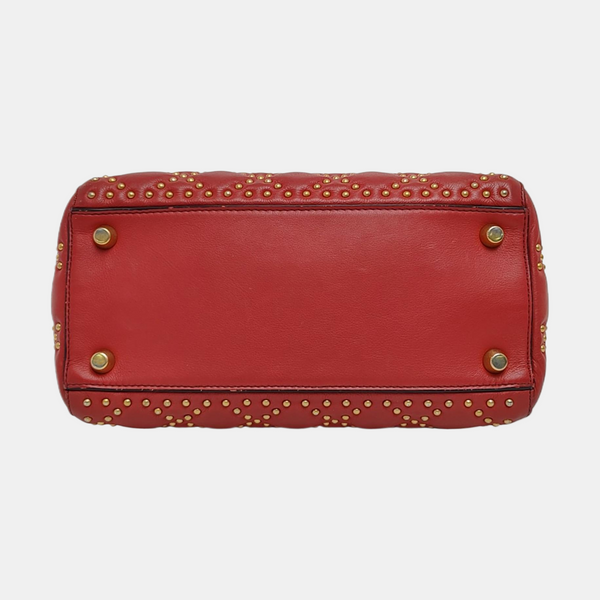 Lady Dior Mediano Piel de Becerro Roja