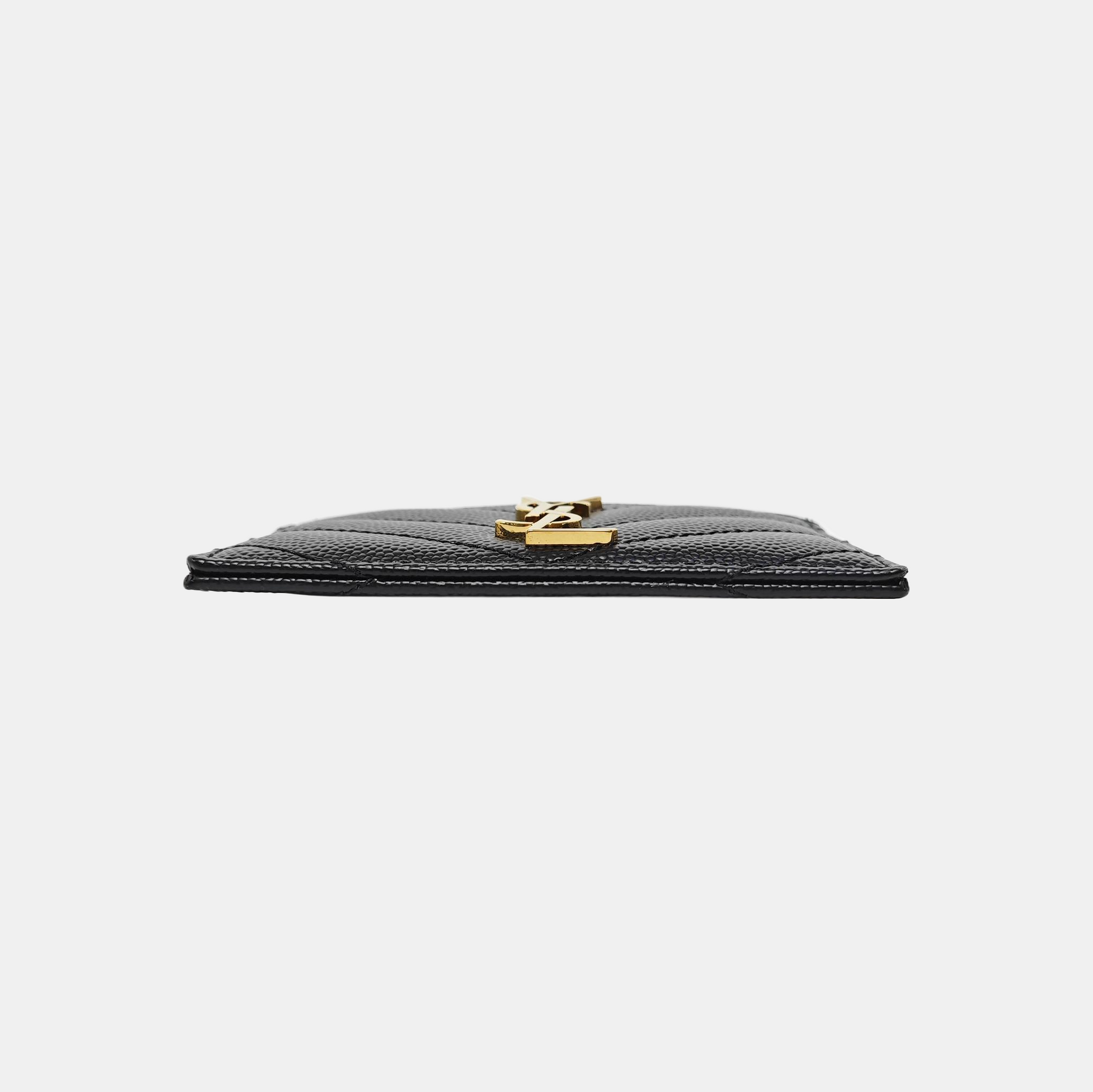 MONOGRAM Chevron Calfskin Black Card Holder