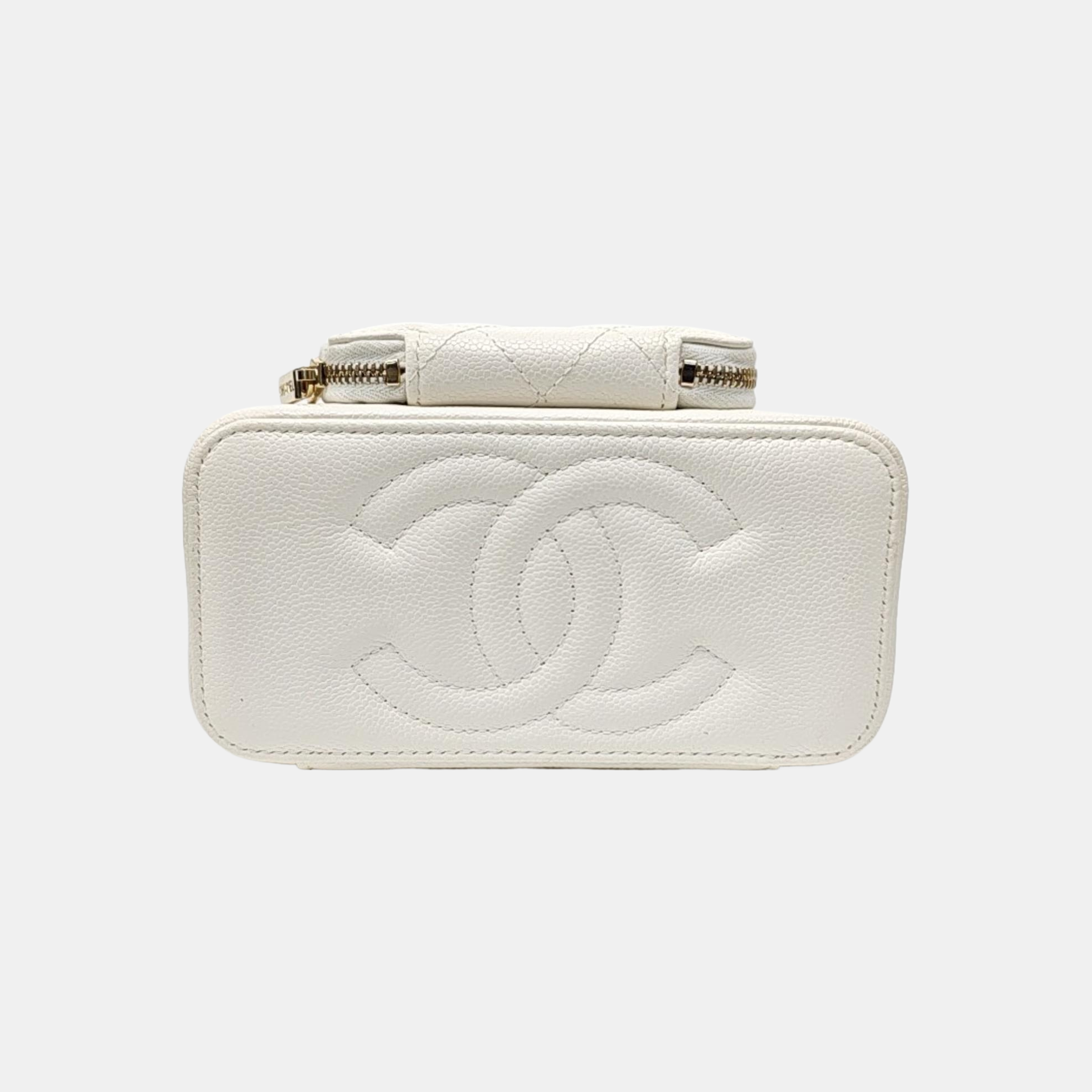VANITY CASE Medium Quilted Grained Calfskin White