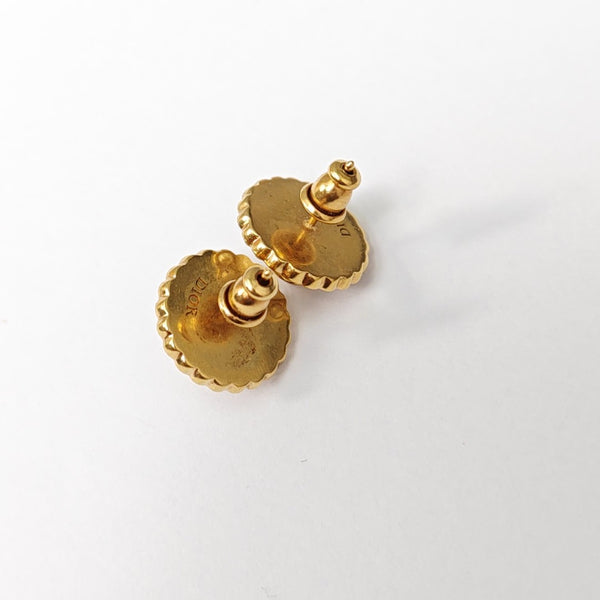 Petit CD Metal White Stud Earrings