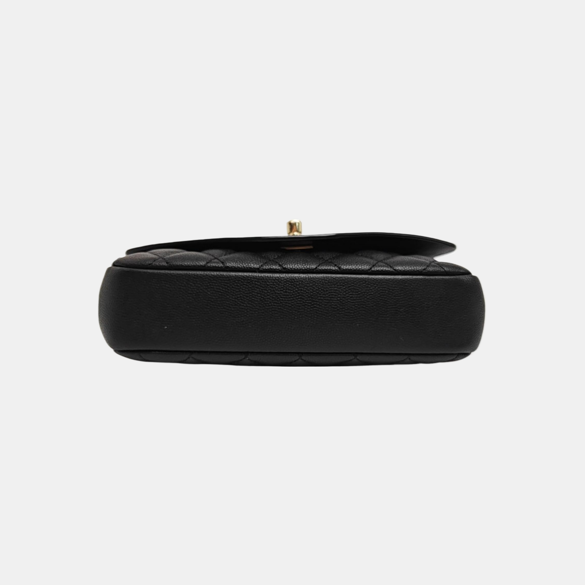 Quilted Grained Calfskin Shoulder Bag Black