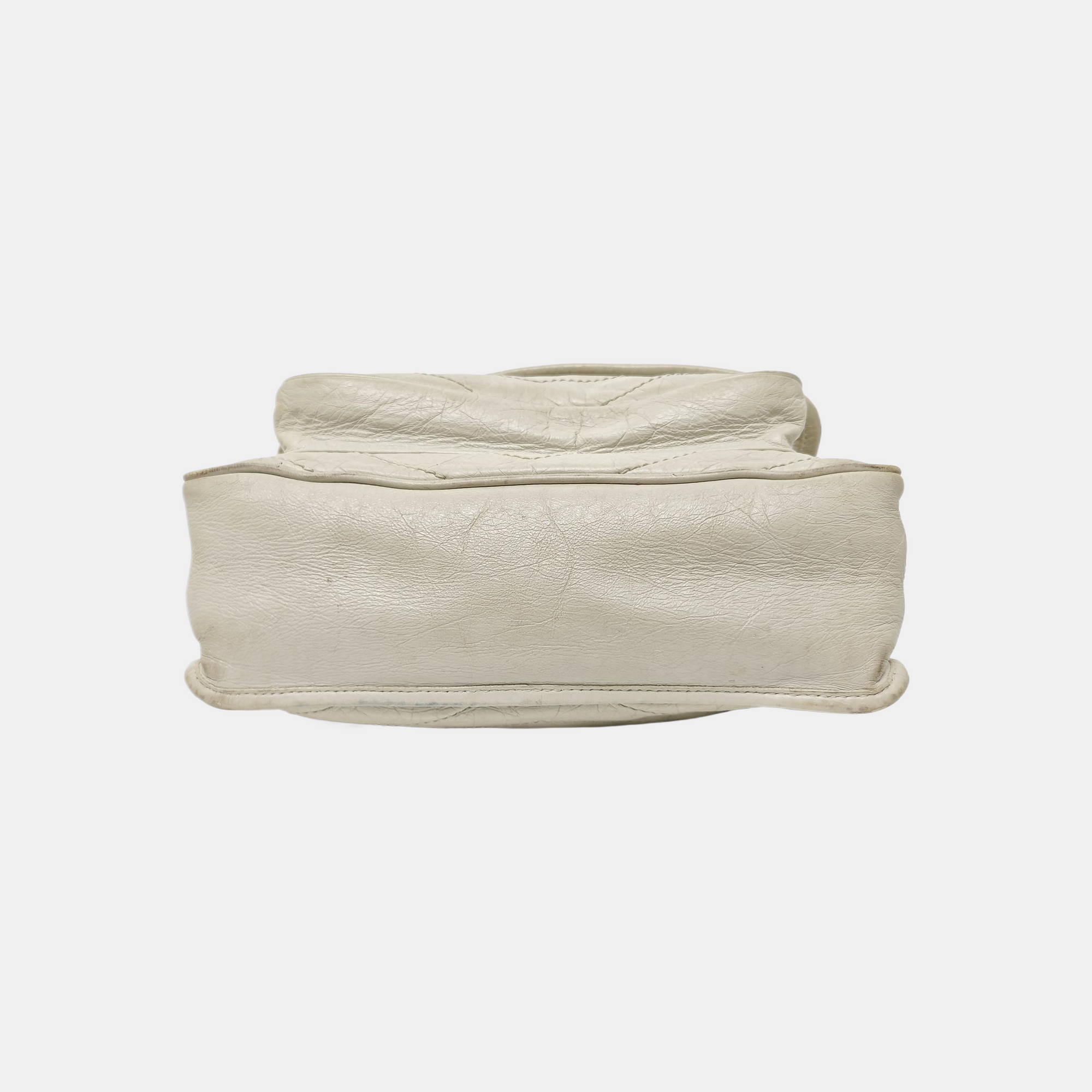 NIKI Medium Chevron Calfskin White