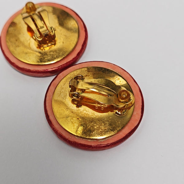 Metal Red Clip On Earrings