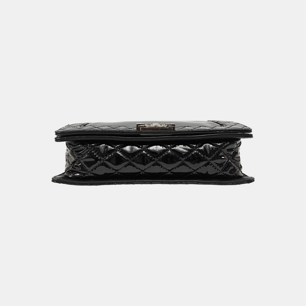 BOY CHANEL Large Quilted Patent Leather Black