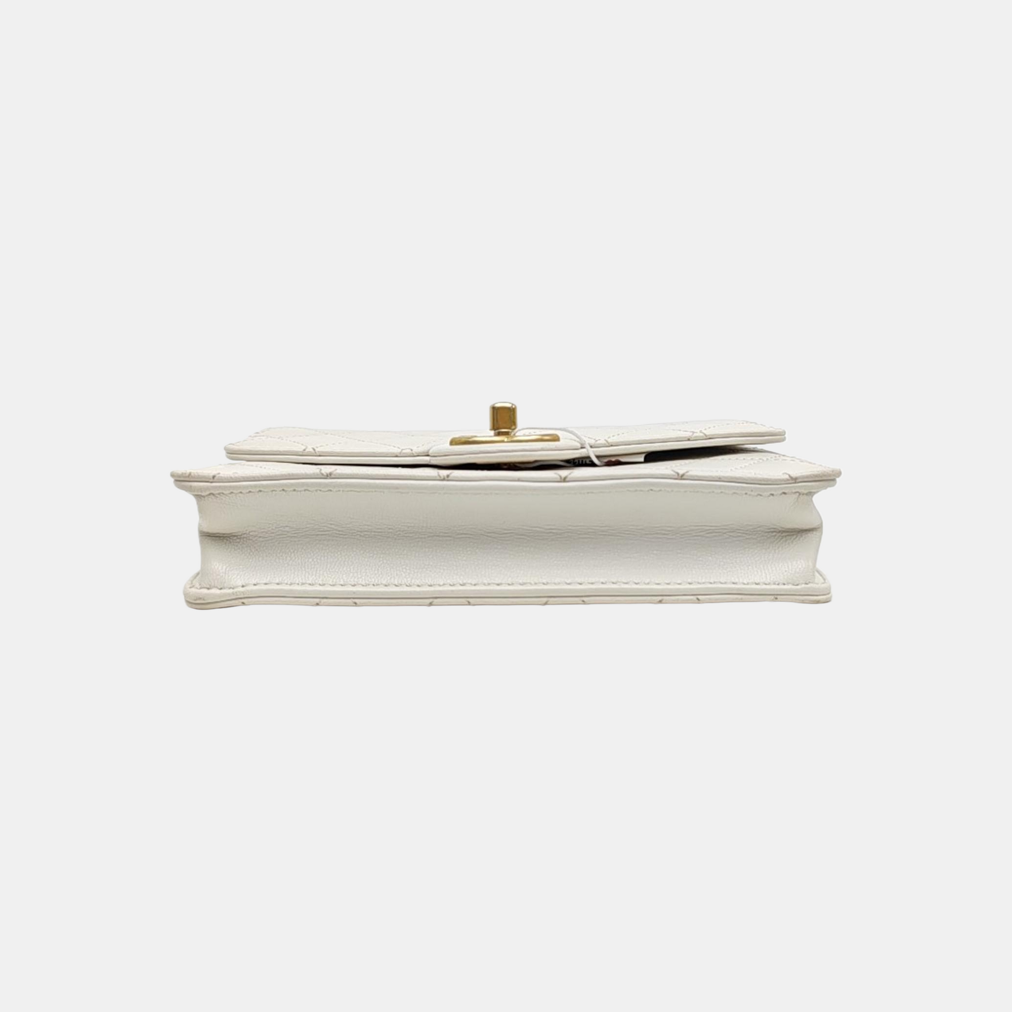 Quilted Lambskin Shoulder Bag White