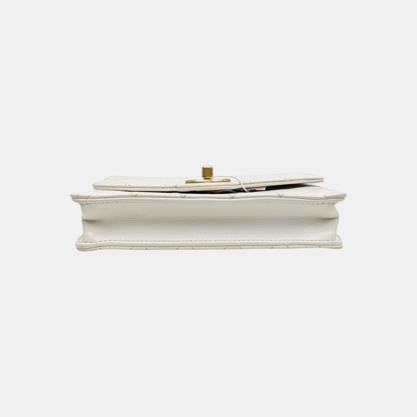 Quilted Lambskin Shoulder Bag White