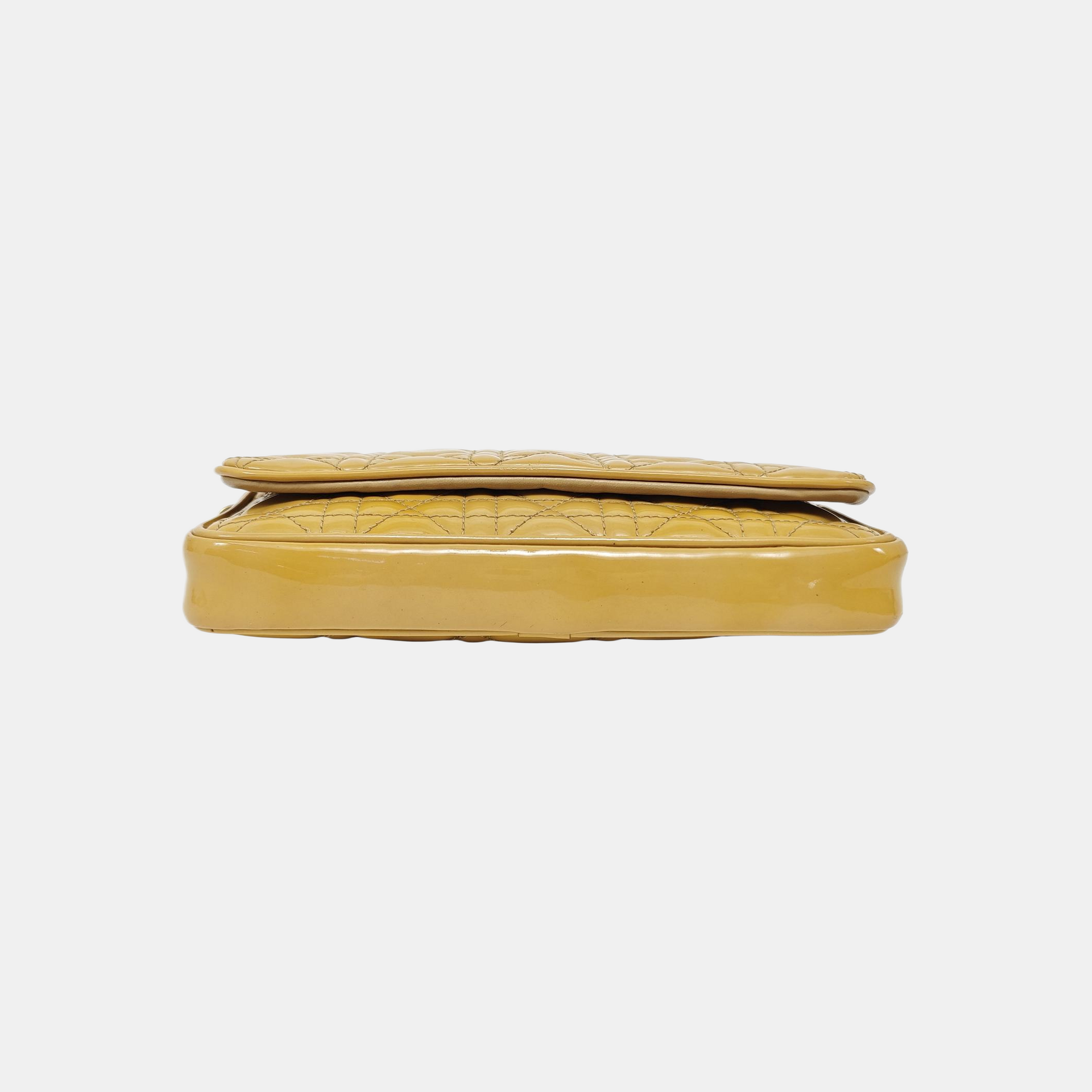 Lady Dior Piel Acolchada Charol Amarillo