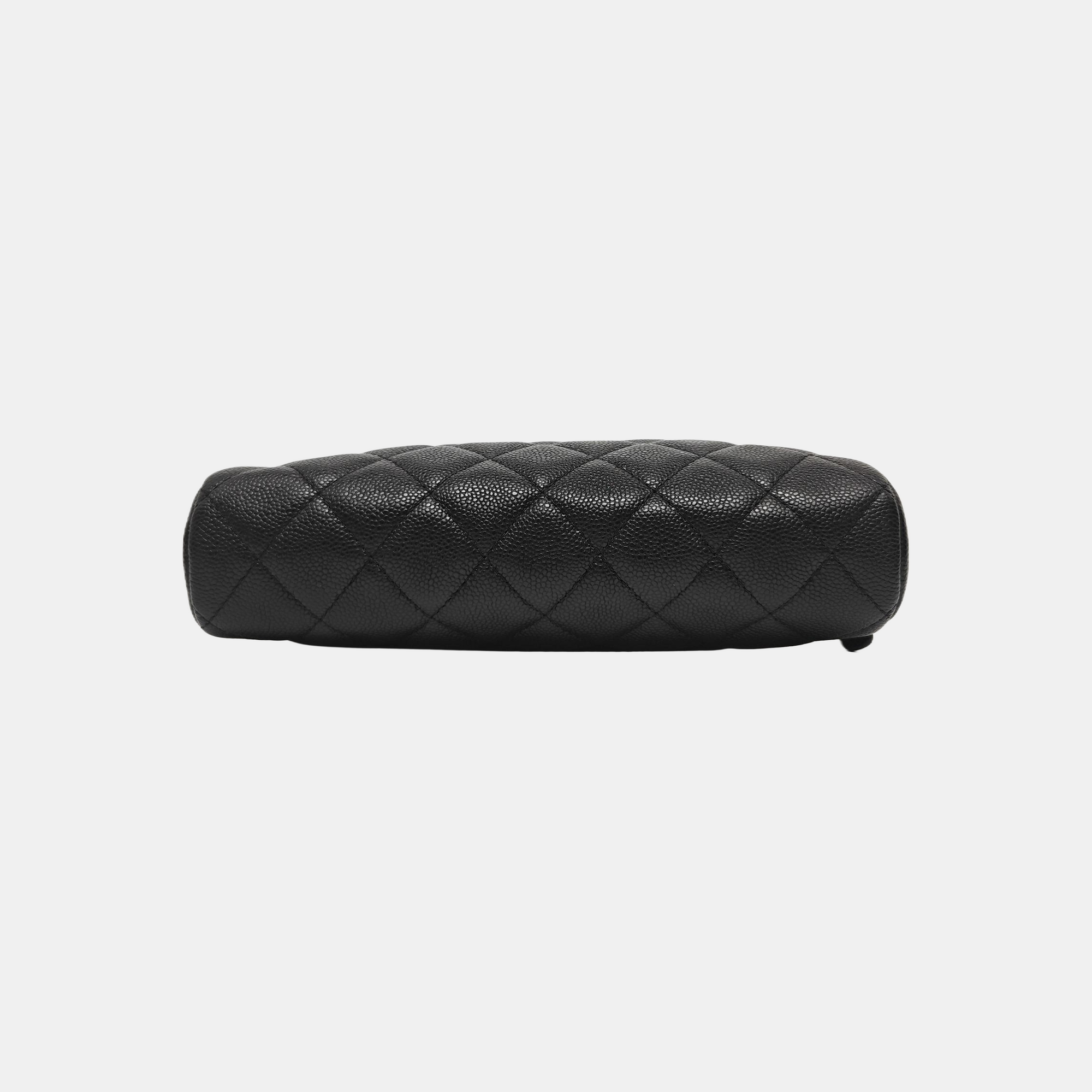 Quilted Grained Calfskin Shoulder Bag Black