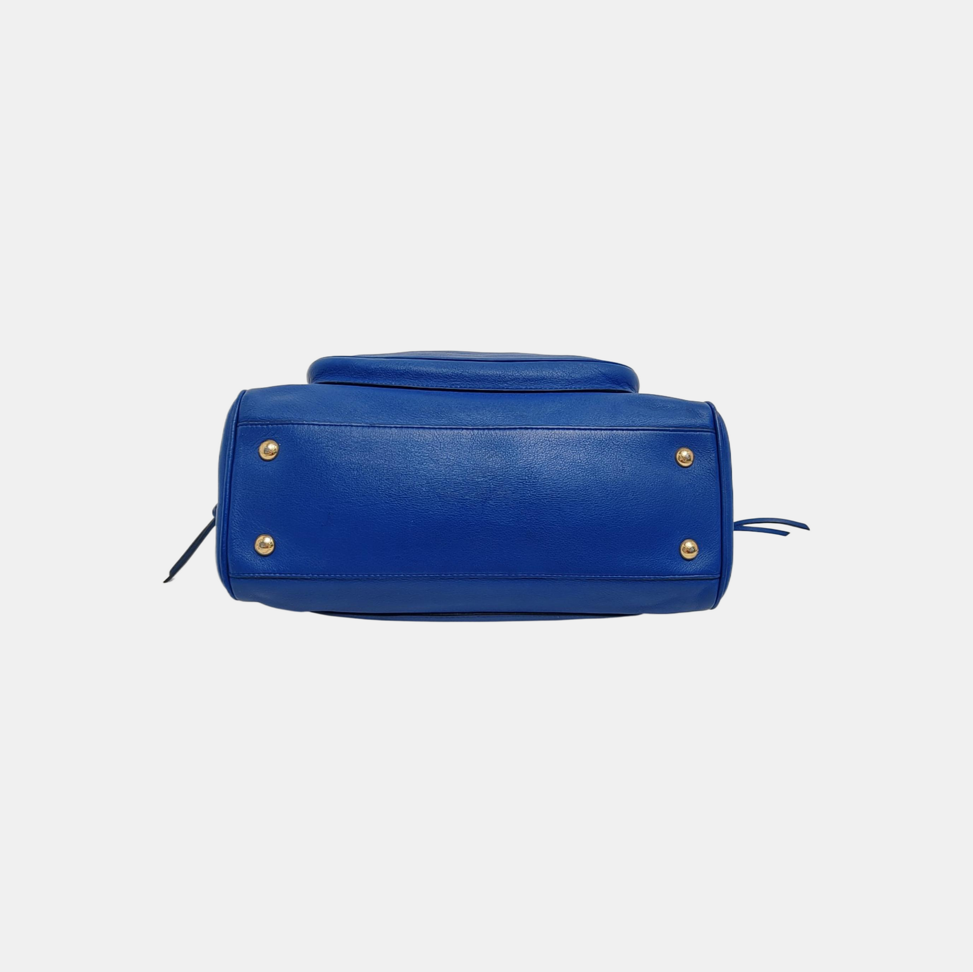 Calfskin Shoulder Bag Blue