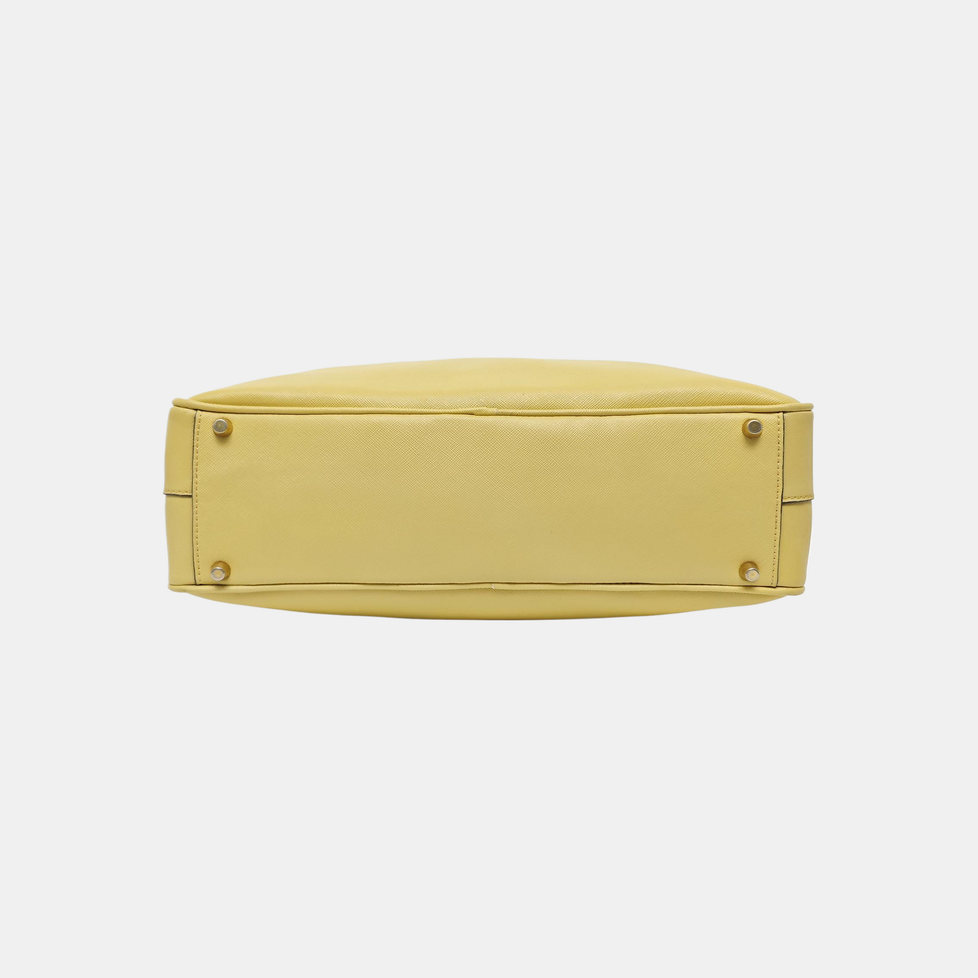 Saffiano Calfskin Top Handle Bag Yellow